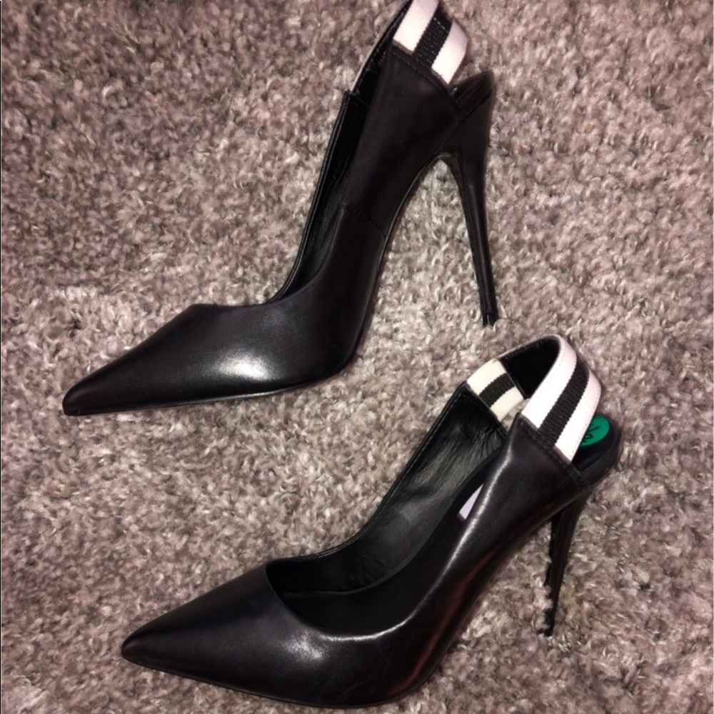 Steve Madden Darby Black Leather Varsity Slingback - Picture 7 of 8